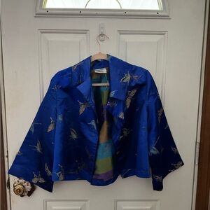 Custom Blue Moth Cropped Blazer